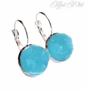 3/$20 Aqua blue Drusy style earrings